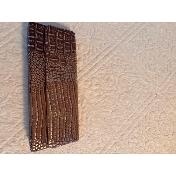 EXPRESSIONS NYC Clutch Bag Brown Silver Crocodile Embossed Chain Strap Chic Glam - Picture 9 of 10